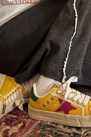 Casual Day Outfits, Easy Trendy Outfits Yellow & Red Star Sneakers