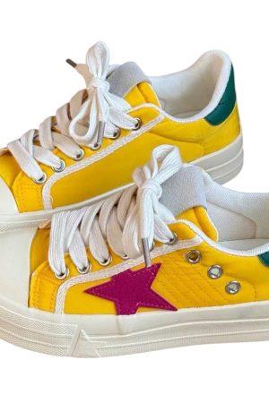 Casual Day Outfits, Easy Trendy Outfits Yellow & Red Star Sneakers