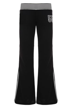 Casual Striped Waistband Digital Print Pants for Women - Low Waist Slim Fit Straight Leg Knit Trousers, American Street Style