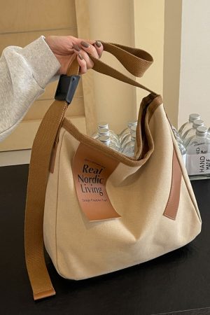 Casual Versatile Canvas Tote Bag for Women, Large Capacity Shoulder Crossbody Commuter Bag, Trendy 2025 Style