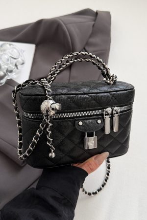 Chanel-Style Women's Diamond Quilted Chain Crossbody Shoulder Bag - 2025 Trendy High-End Fashion Handbag