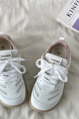 Chic Mango White Casual Sports Sneakers for Women - 2025 Spring Versatile Style, Niche Trendy Footwear