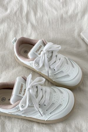 Chic Mango White Casual Sports Sneakers for Women - 2025 Spring Versatile Style, Niche Trendy Footwear