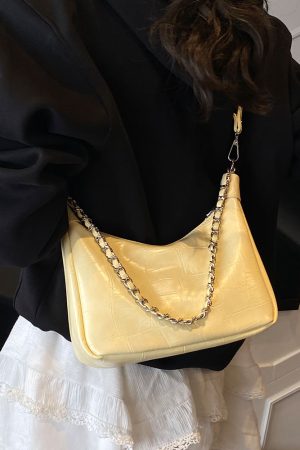 Chic Textured Chain Handbag for Women - Versatile Crossbody Dumpling Bag for Work & Commuting, 2025 Summer Style