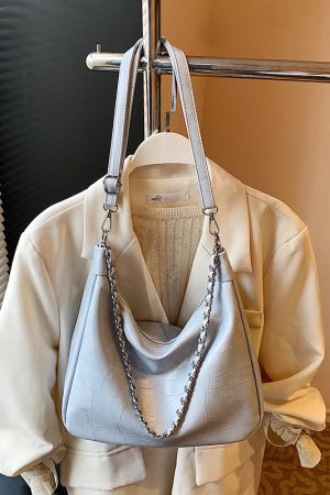 Chic Textured Chain Handbag for Women - Versatile Crossbody Dumpling Bag for Work & Commuting, 2025 Summer Style