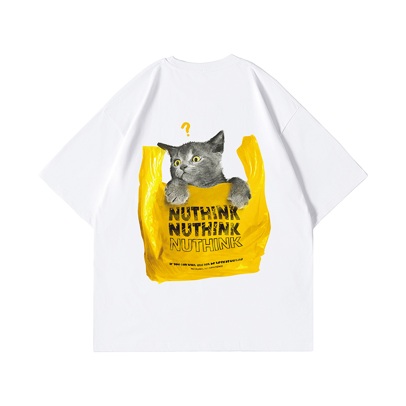 Chinese Style Cat Graphic Short Sleeve T-Shirt for Men and Women, Trendy Unisex Streetwear, Summer Loose Fit Couple Outfit Chinese Style Cat Graphic Short Sleeve T-Shirt for Men and Women, Trendy Unisex Streetwear, Summer Loose Fit Couple Outfit