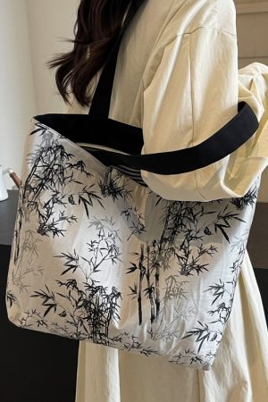 Chinese-Style Embroidered Canvas Tote Bag for Women - Large Capacity Shoulder Bag, Versatile for Class and Commuting