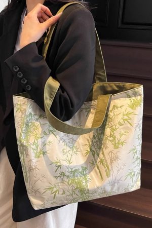 Chinese-Style Embroidered Canvas Tote Bag for Women - Large Capacity Shoulder Bag, Versatile for Class and Commuting