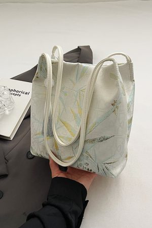 Chinese-Style Embroidered Single-Shoulder Bucket Bag for Women - 2025 Summer National Style Fashion, Large Capacity Commuting Tote