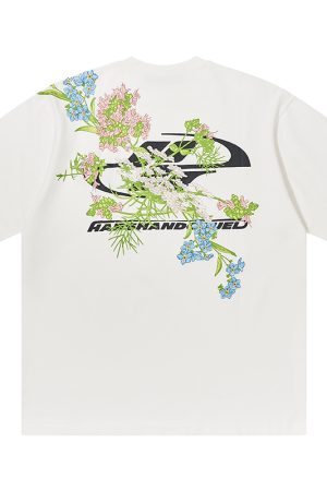 Chinese-Style Floral Embroidery Short Sleeve T-Shirt - Couples National Trend, Y2K Aesthetic, Fashionable Streetwear