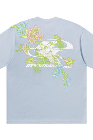 Chinese-Style Floral Embroidery Short Sleeve T-Shirt - Couples National Trend, Y2K Aesthetic, Fashionable Streetwear