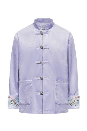 Chinese-Style Floral Velvet Cardigan with Stand Collar - Elegant Tang Suit Inspired Design for a Chic Look