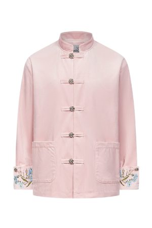 Chinese-Style Floral Velvet Cardigan with Stand Collar - Elegant Tang Suit Inspired Design for a Chic Look