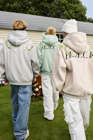 Chinese-Style Floral Wreath Embroidery Hoodie - Y2K Inspired Silhouette Sweatshirt for Trendy Urban Fashion