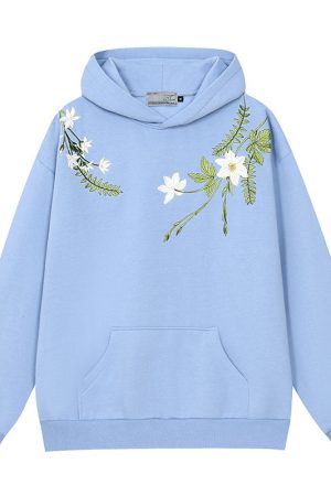 Chinese-Style Floral Wreath Embroidery Hoodie - Y2K Inspired Silhouette Sweatshirt for Trendy Urban Fashion