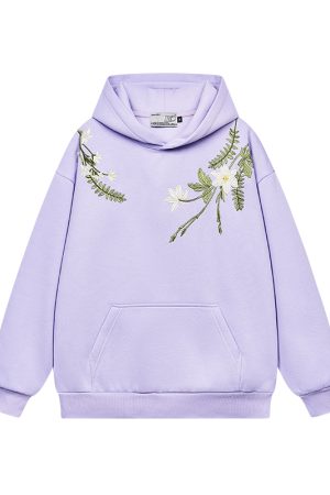 Chinese-Style Floral Wreath Embroidery Hoodie - Y2K Inspired Silhouette Sweatshirt for Trendy Urban Fashion