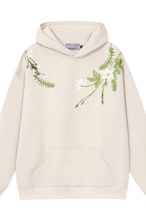 Chinese-Style Floral Wreath Embroidery Hoodie - Y2K Inspired Silhouette Sweatshirt for Trendy Urban Fashion