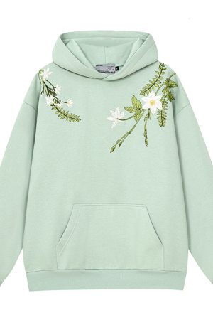 Chinese-Style Floral Wreath Embroidery Hoodie - Y2K Inspired Silhouette Sweatshirt for Trendy Urban Fashion