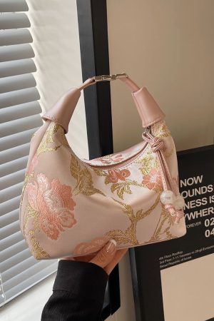 Chinese-Style Women's Handheld Pea Bag, 2025 Summer Fashion Embroidered Crossbody Shoulder Bag, National Style High-End Design