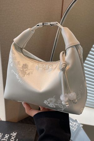 Chinese-Style Women's Handheld Pea Bag, 2025 Summer Fashion Embroidered Crossbody Shoulder Bag, National Style High-End Design
