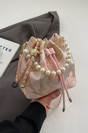 Chinese-Style Women's Shoulder Bag 2025, Trendy Crossbody Bucket Bag, Summer Niche Fashion Accessory, Vintage National Wind Design