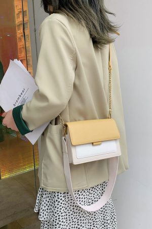 Color-Block Chain Bag for Women - 2025 Korean Style Versatile Shoulder Crossbody Small Square Bag for Spring and Summer Fashion