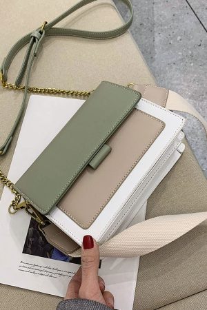 Color-Block Chain Bag for Women - 2025 Korean Style Versatile Shoulder Crossbody Small Square Bag for Spring and Summer Fashion