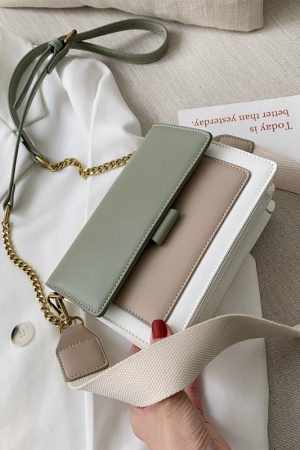 Color-Block Chain Bag for Women - 2025 Korean Style Versatile Shoulder Crossbody Small Square Bag for Spring and Summer Fashion