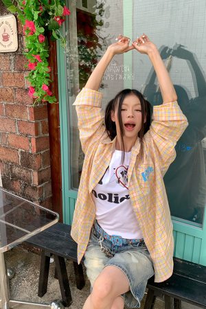 Color Block Plaid Long Sleeve Shirt Jacket for Men and Women - Casual Loose Fit, Sun-Proof, Versatile Style, American Fashion