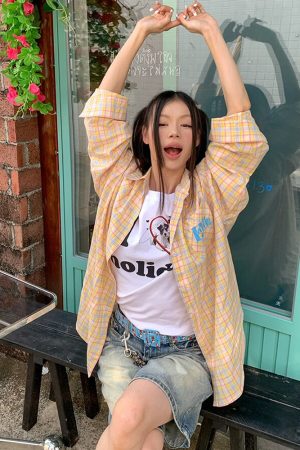 Color Block Plaid Long Sleeve Shirt Jacket for Men and Women - Casual Loose Fit, Sun-Proof, Versatile Style, American Fashion