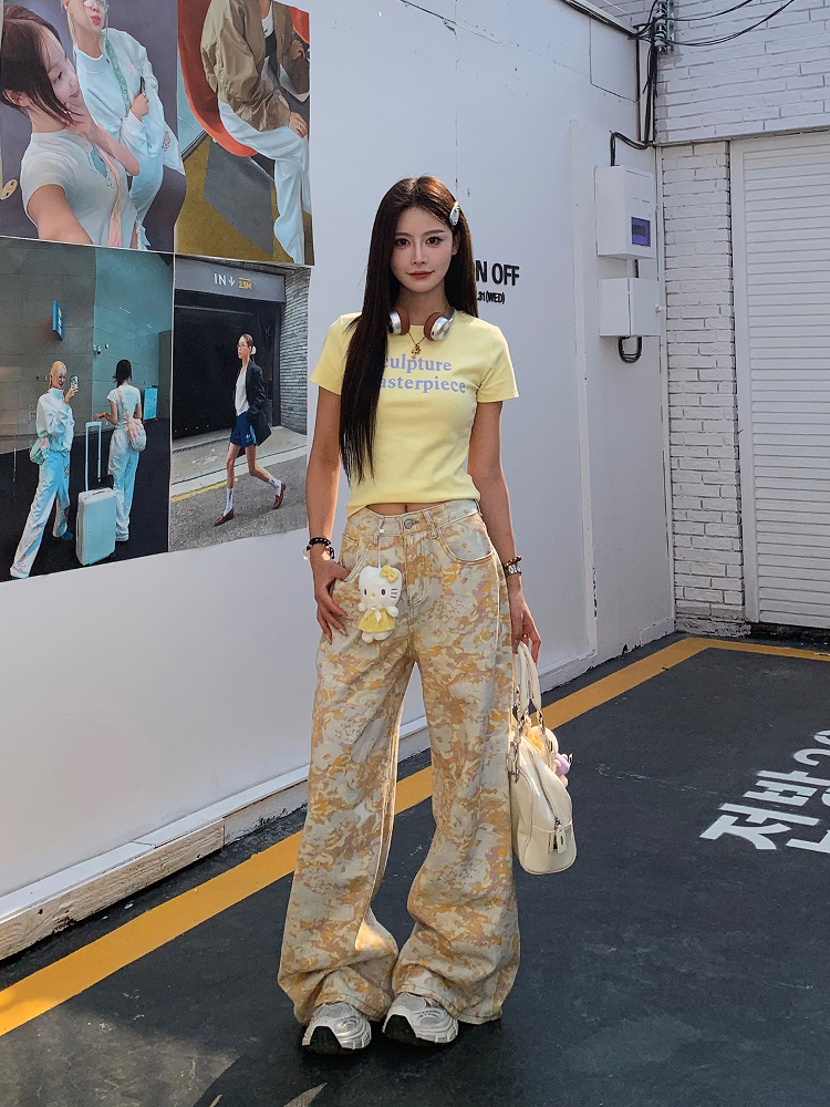 Color Block Short Sleeve T-Shirt for Women - 2025 Summer Slim Fit with Sister Letter Print, Trendy Y2K Style Color Block Short Sleeve T-Shirt for Women - 2025 Summer Slim Fit with Sister Letter Print, Trendy Y2K Style