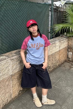 Color Block Star Shoulder Short Sleeve T-Shirt for Men and Women - Casual American Letter Print Tee, 2025 Spring Style