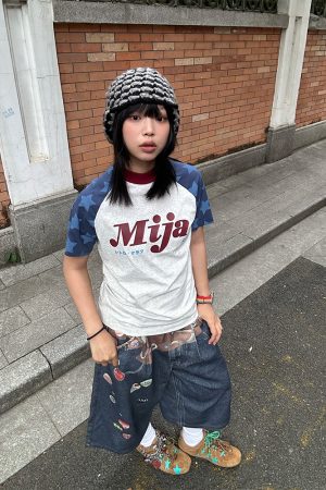 Color Block Star Shoulder Short Sleeve T-Shirt for Men and Women - Casual American Letter Print Tee, 2025 Spring Style