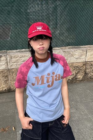 Color Block Star Shoulder Short Sleeve T-Shirt for Men and Women - Casual American Letter Print Tee, 2025 Spring Style