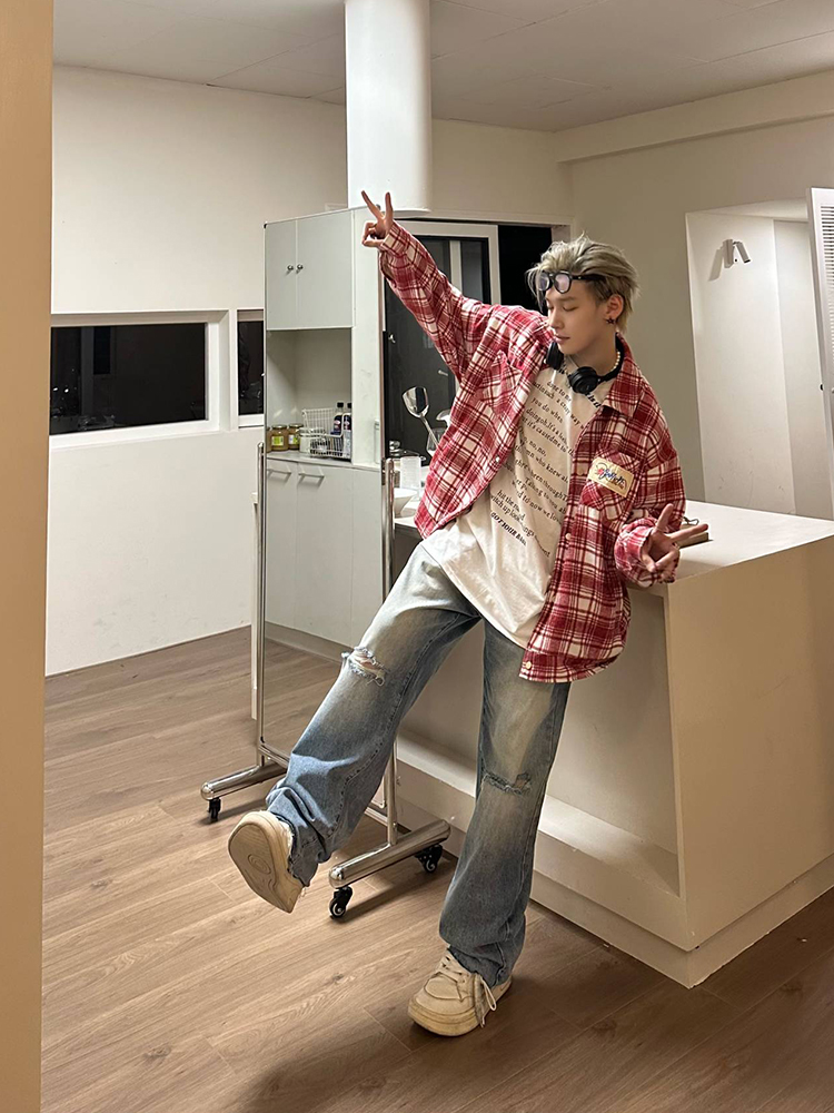 Color-Blocked Plaid Long Sleeve Shirt - Unisex High Street Trendy Jacket for Autumn - 90s American Style Color-Blocked Plaid Long Sleeve Shirt - Unisex High Street Trendy Jacket for Autumn - 90s American Style