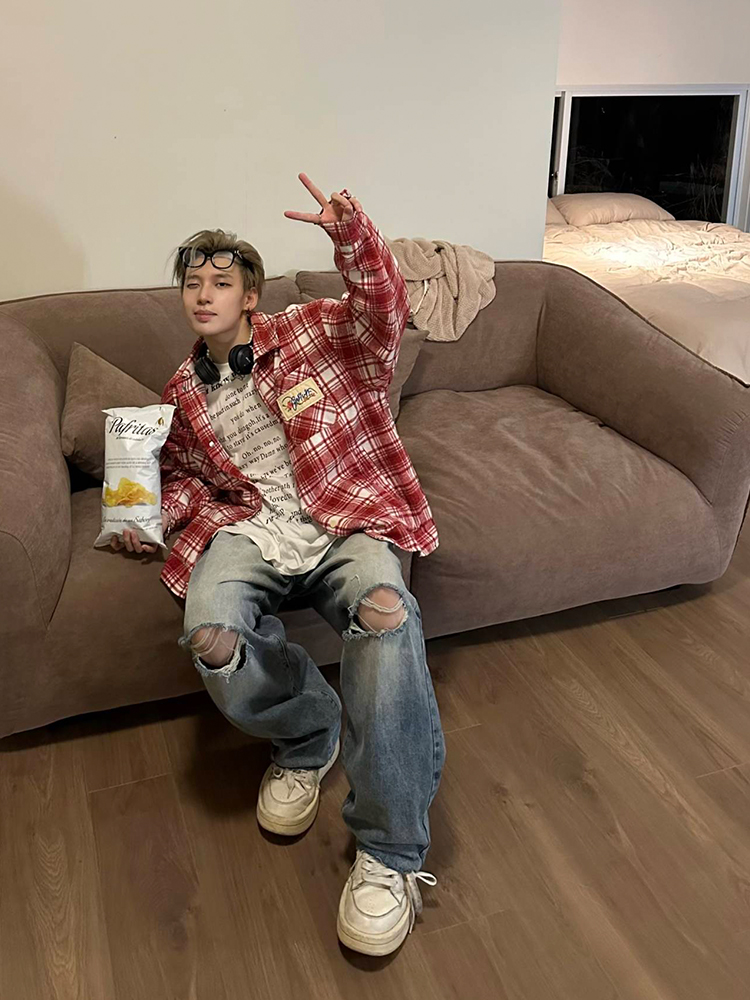 Color-Blocked Plaid Long Sleeve Shirt - Unisex High Street Trendy Jacket for Autumn - 90s American Style Color-Blocked Plaid Long Sleeve Shirt - Unisex High Street Trendy Jacket for Autumn - 90s American Style