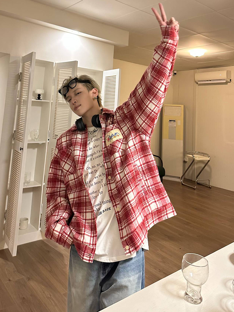 Color-Blocked Plaid Long Sleeve Shirt - Unisex High Street Trendy Jacket for Autumn - 90s American Style Color-Blocked Plaid Long Sleeve Shirt - Unisex High Street Trendy Jacket for Autumn - 90s American Style