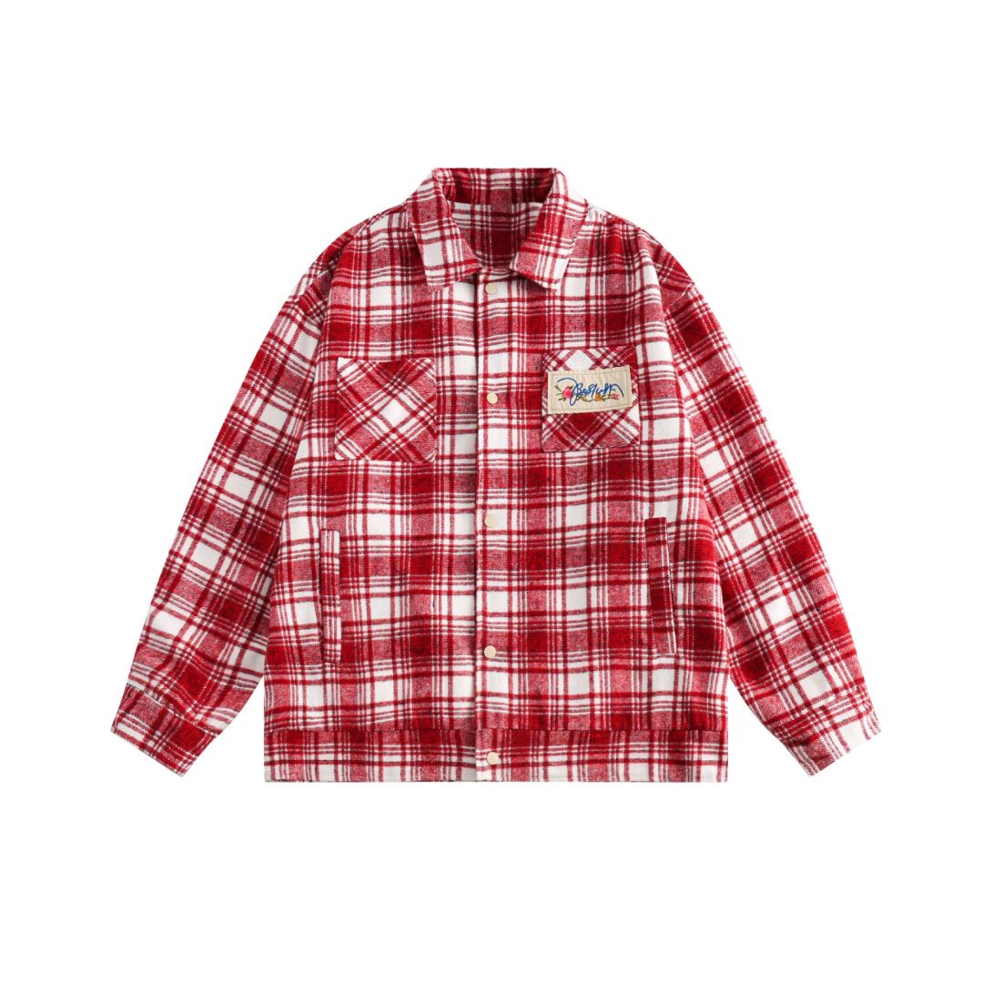 Color-Blocked Plaid Long Sleeve Shirt - Unisex High Street Trendy Jacket for Autumn - 90s American Style Color-Blocked Plaid Long Sleeve Shirt - Unisex High Street Trendy Jacket for Autumn - 90s American Style