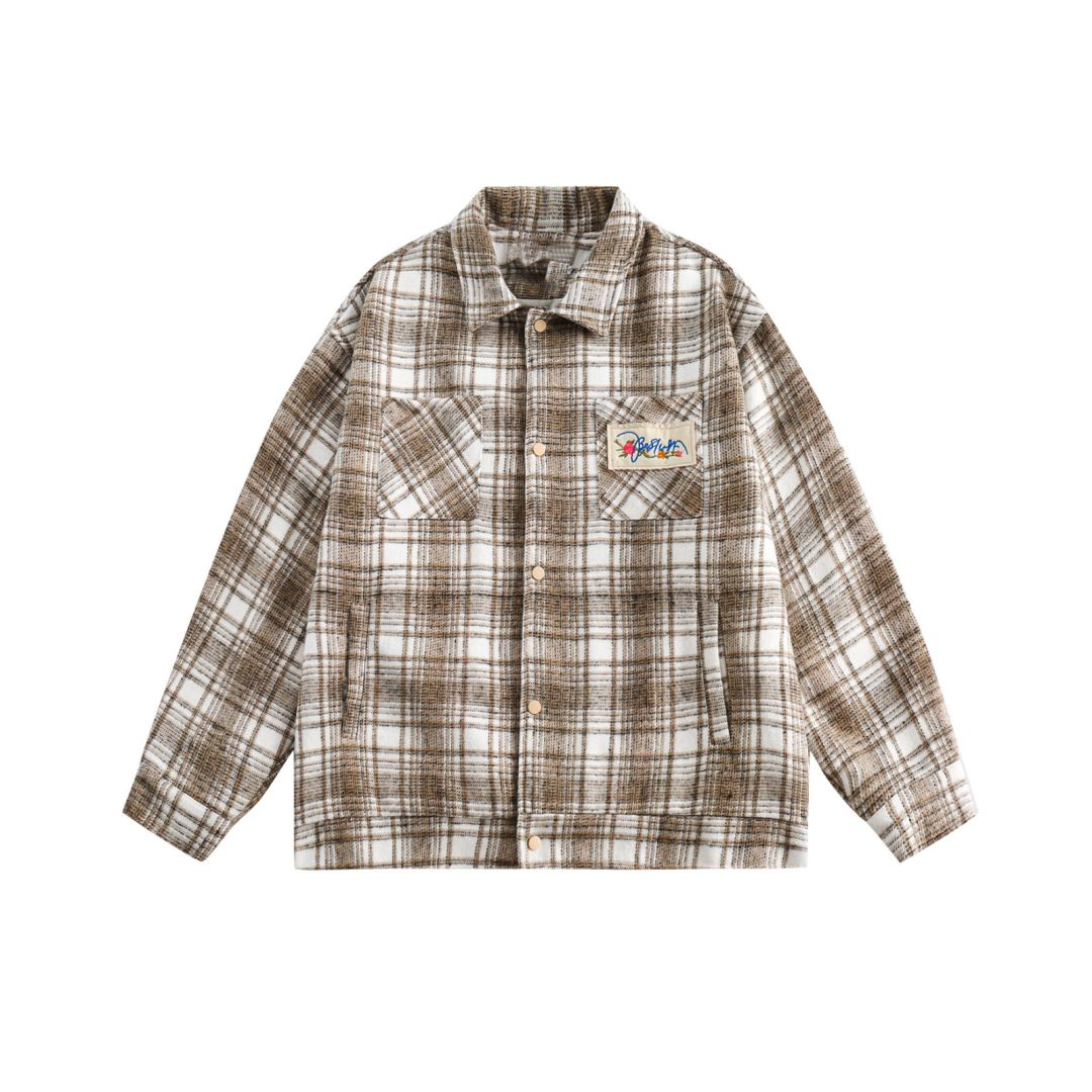 Color-Blocked Plaid Long Sleeve Shirt - Unisex High Street Trendy Jacket for Autumn - 90s American Style Color-Blocked Plaid Long Sleeve Shirt - Unisex High Street Trendy Jacket for Autumn - 90s American Style