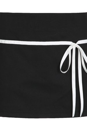 Color-Blocking Black Mini Skirt for Women - Low-Waist, Slim-Fit Korean Style Pencil Skirt, Minimalist Design