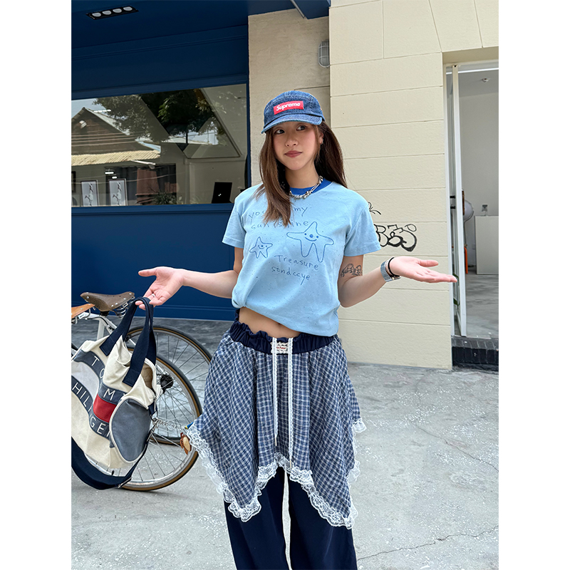 Color Dot Contrast Embroidery Short Sleeve T-Shirt for Women, Summer Round Neck Top, INS Style, Casual Chic Fashion Color Dot Contrast Embroidery Short Sleeve T-Shirt for Women, Summer Round Neck Top, INS Style, Casual Chic Fashion