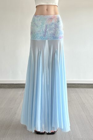 Colorful Gradient Mesh Half Skirt - Versatile Slim Fit Summer Skirt in Oil Painting Style - Trendy and Sexy Fashion Piece