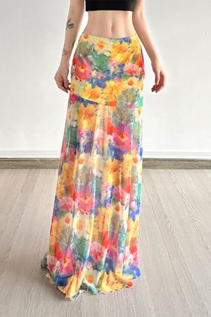 Colorful Gradient Mesh Half Skirt - Versatile Slim Fit Summer Skirt in Oil Painting Style - Trendy and Sexy Fashion Piece