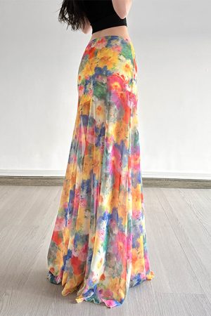 Colorful Gradient Mesh Half Skirt - Versatile Slim Fit Summer Skirt in Oil Painting Style - Trendy and Sexy Fashion Piece