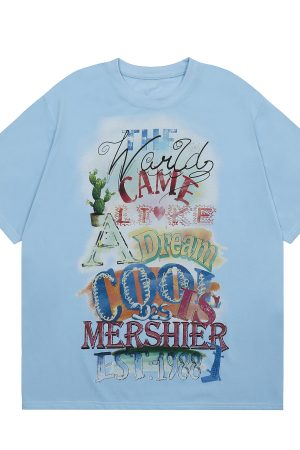 Colorful Letter Printed Short Sleeve T-Shirt for Men and Women - Casual Loose Fit Summer Minimalist Top, American Style Fashion