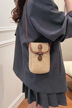 Colorful Woven Mini Crossbody Bag for Women - Lightweight Summer Phone Bag, 2025 Fashion Essential