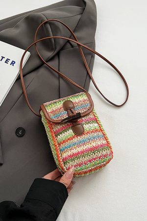 Colorful Woven Mini Crossbody Bag for Women - Lightweight Summer Phone Bag, 2025 Fashion Essential