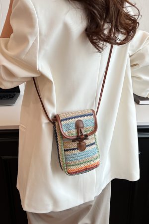 Colorful Woven Mini Crossbody Bag for Women - Lightweight Summer Phone Bag, 2025 Fashion Essential