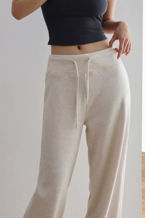 Comfortable Wide-Leg Floor-Length Pants for Women - Soft Casual Slimming Low-Waist Sports Style, Ideal for 90s and Y2K Fashion