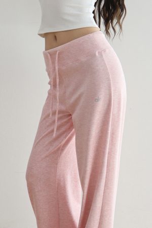 Comfortable Wide-Leg Floor-Length Pants for Women - Soft Casual Slimming Low-Waist Sports Style, Ideal for 90s and Y2K Fashion